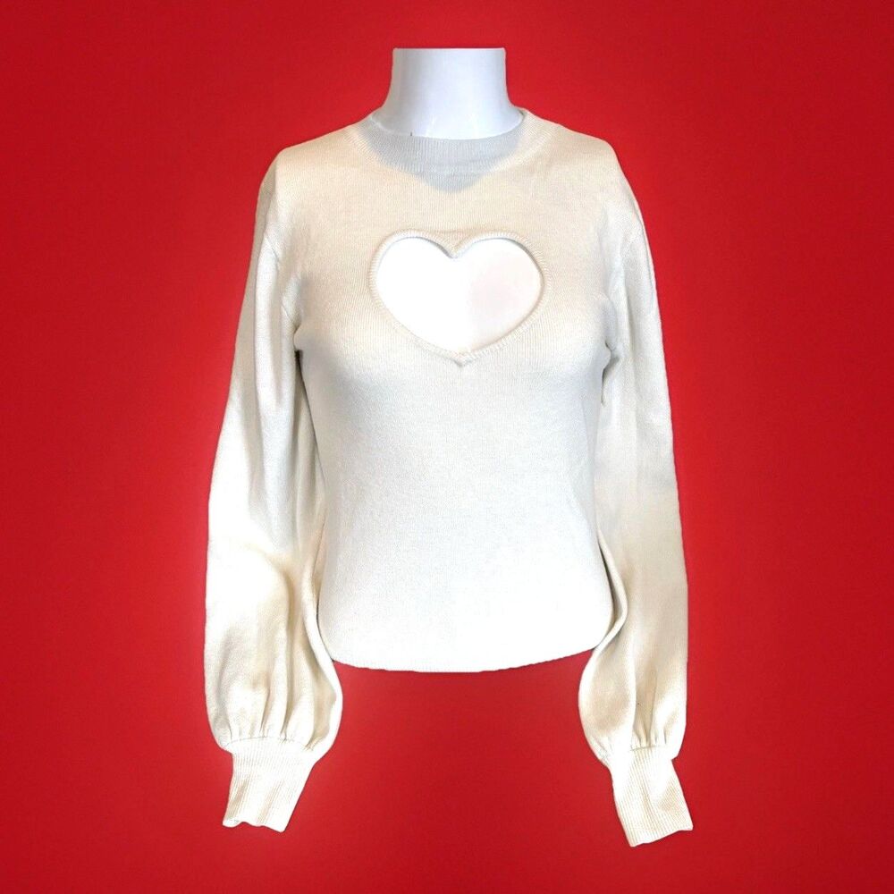 Sabrina Carpenter Style Sweater Heart Cut Out Off White Size S Lulus